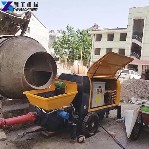compact portable mini concrete pump working site