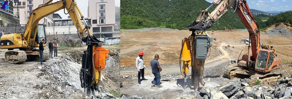 excavator drilling and splitting equipment